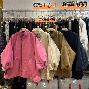WE女装454100冬季韩版宽松大码胖mm慵懒风仿羊羔毛绒内里棉服外套