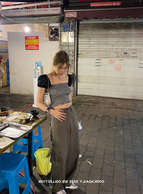 【现货】AIKIWIWI_COOKADAILY工装裤高腰直筒阔腿休闲裤宽松裤子