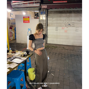 【现货】AIKIWIWI_COOKADAILY工装裤高腰直筒阔腿休闲裤宽松裤子