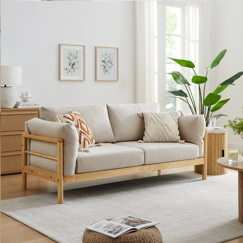 日式原木实木沙发客厅小户型