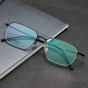 纯钛眼镜框半框男超轻方形