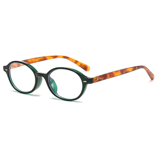 欧美风复古书呆子豹纹色早八方圆脸素颜眼镜女小框近视可配高度数