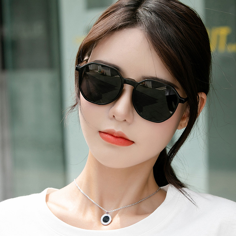 新款大框近视太阳镜女透明粉眼镜框偏光墨镜大脸有度数磁吸TR套镜