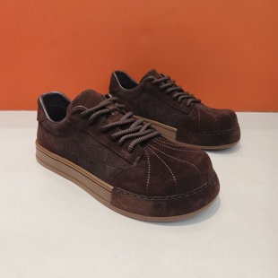 SICA广州男鞋2026新款头层牛皮拼接磨砂真皮透气潮流印花休闲板鞋