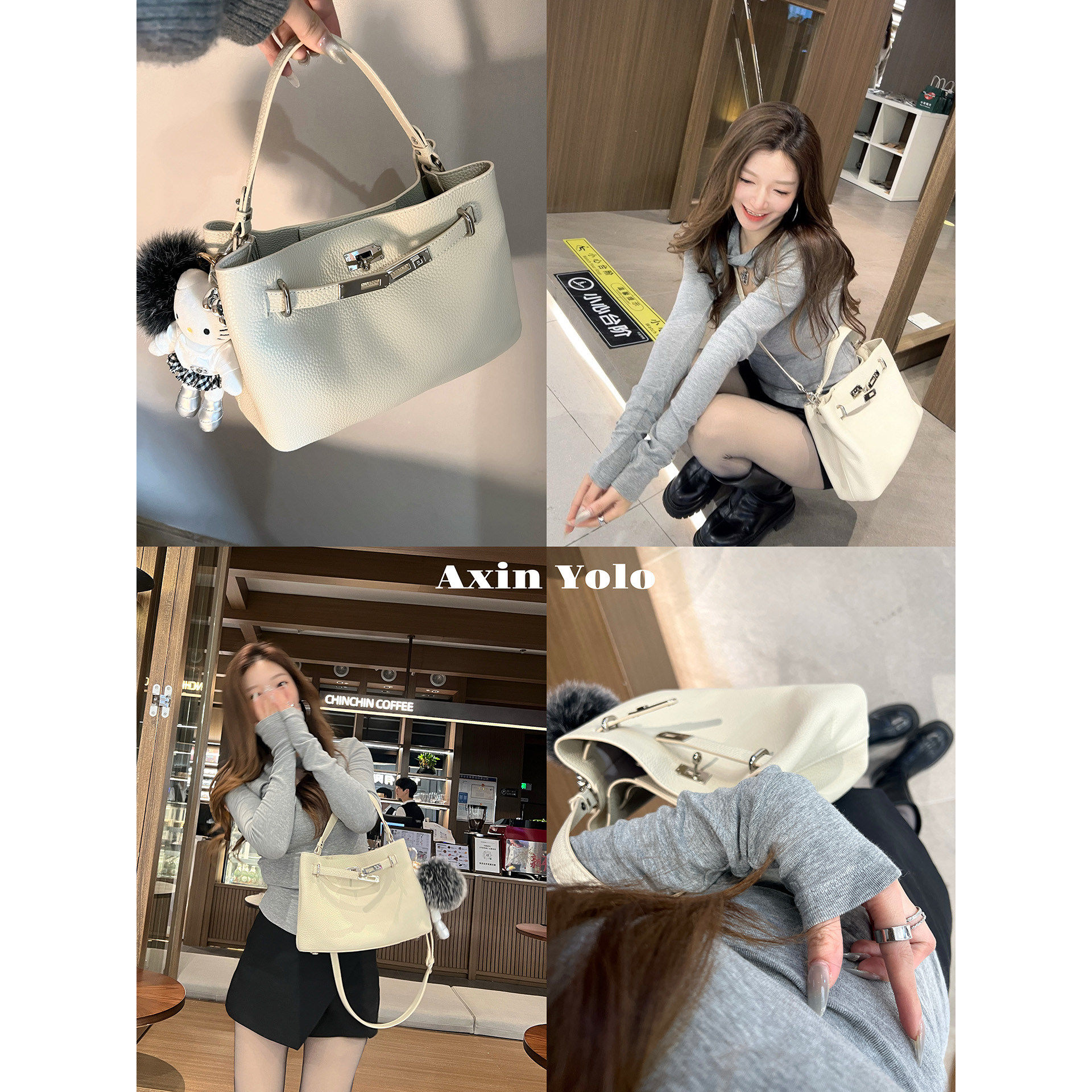 阿馨yolo 头层牛皮”高智感手提软皮通勤单肩斜挎百搭锁扣托特包,箱包皮具/热销女包/男包,水桶包,淘宝优惠券,粉丝福利购,淘宝优惠卷