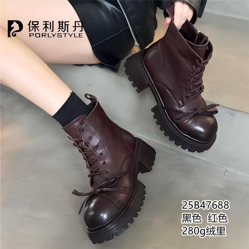 头层牛皮复古松糕英伦风马丁靴