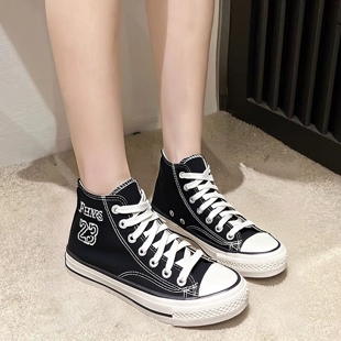 ins港风透气高帮帆布鞋 子女情侣板鞋 男韩版 鞋 百搭学生爆款 夏季