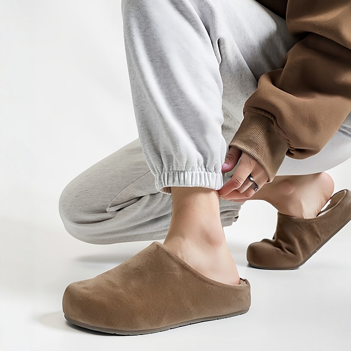 勃肯鞋女包头懒人鞋一脚蹬平底