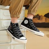 高帮帆布鞋 男士 男款 美奇龙2025新款 秋季 透气百搭学生板鞋 休闲潮鞋