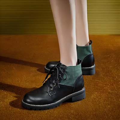 香港正品头层牛皮2025新款秋冬季真皮马丁靴女鞋加绒靴子厚底棉鞋