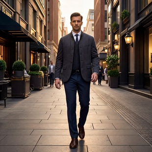 绒面夹棉保暖纽扣修身 正装 型棉衣加厚西装 春季 套装 商务绅士风男士