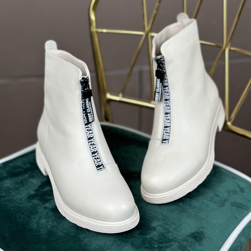 真皮guidi靴鬼帝靴加绒2025冬季新款瘦瘦靴中筒前拉链牛皮短靴女