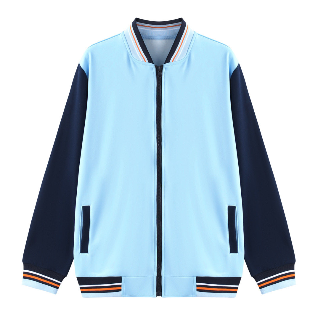 台山小学生校服运动套装秋冬浅蓝色休闲运动舒适学生长袖拼色