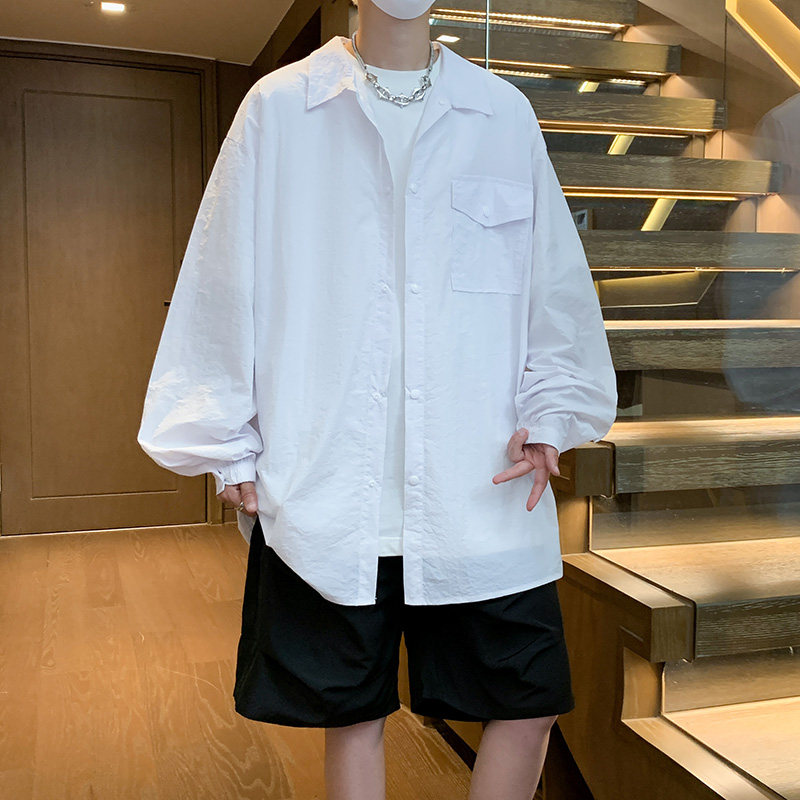 UPF50防嗮衬衫男长袖宽松休闲潮牌夏季防晒衣服大码防紫外线外套
