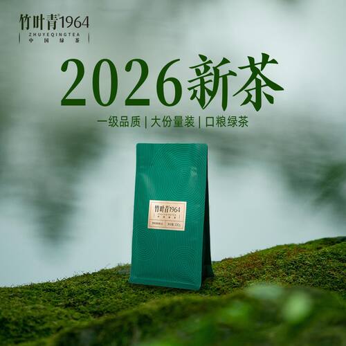 竹叶青1964一级高山卷曲形绿茶袋装口粮绿茶100g
