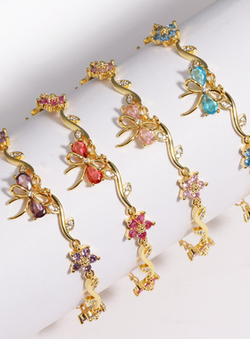 热销可爱甜美精致锆石蝴蝶结枝叶手链创意百搭高级感女士手链