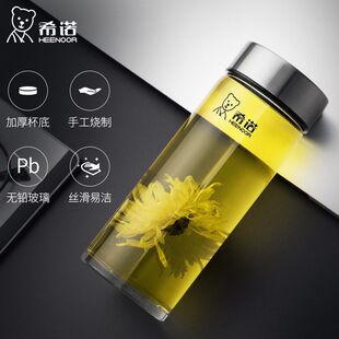 希诺单层玻璃杯带盖 男女士办公室茶杯玻璃水晶杯 6015 6016 6017