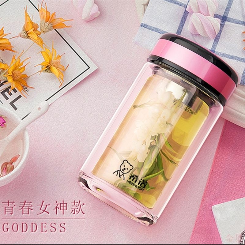带滤网防漏双层玻璃杯图片