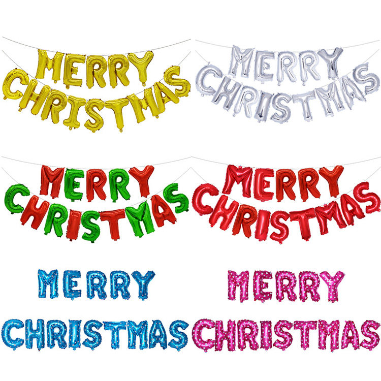 16寸圣诞节快乐merrychristmas英文字母套装铝膜气球新年元旦装饰