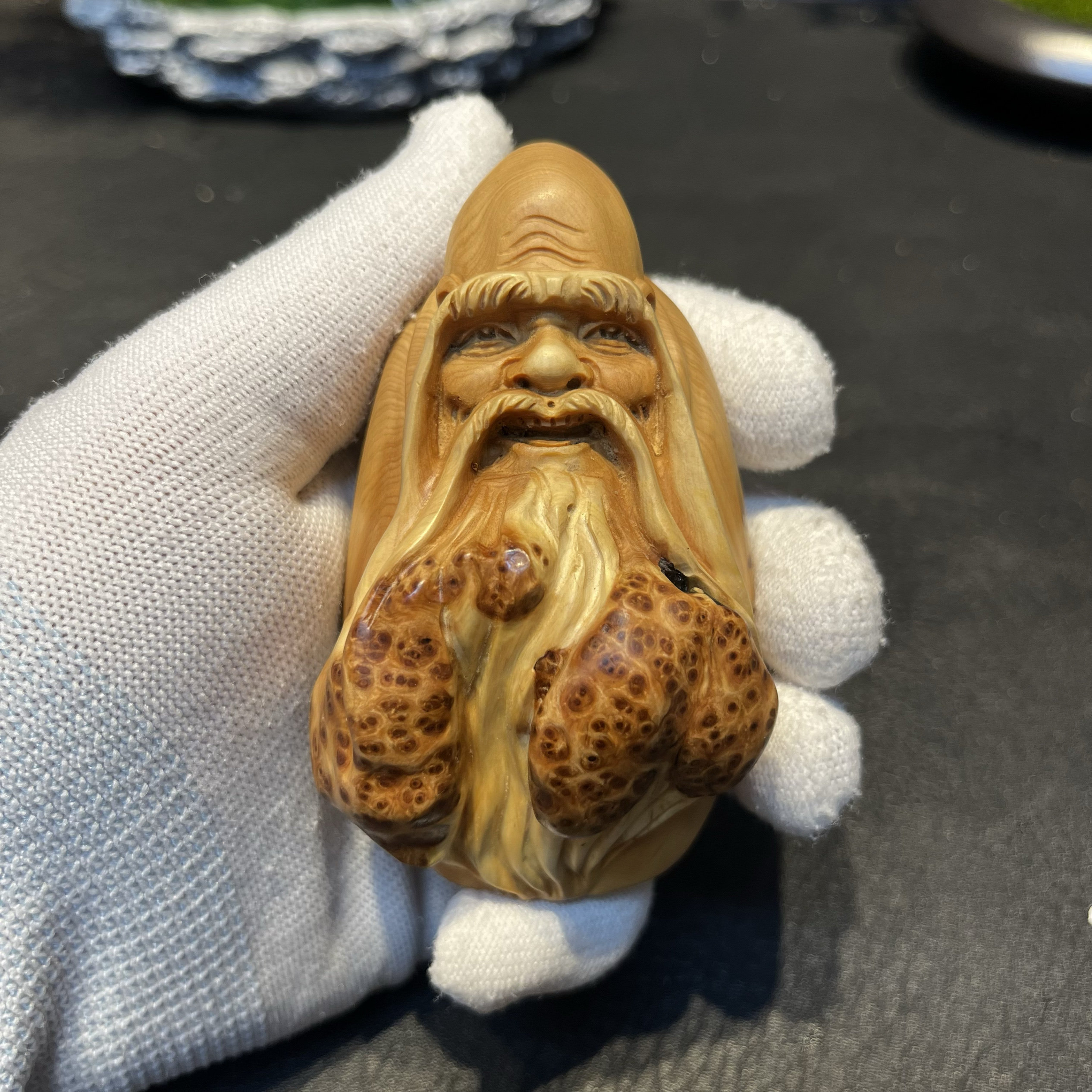 手工雕刻白眉长眉老寿星公摆件太行崖柏瘤疤实木质根雕手把件文玩