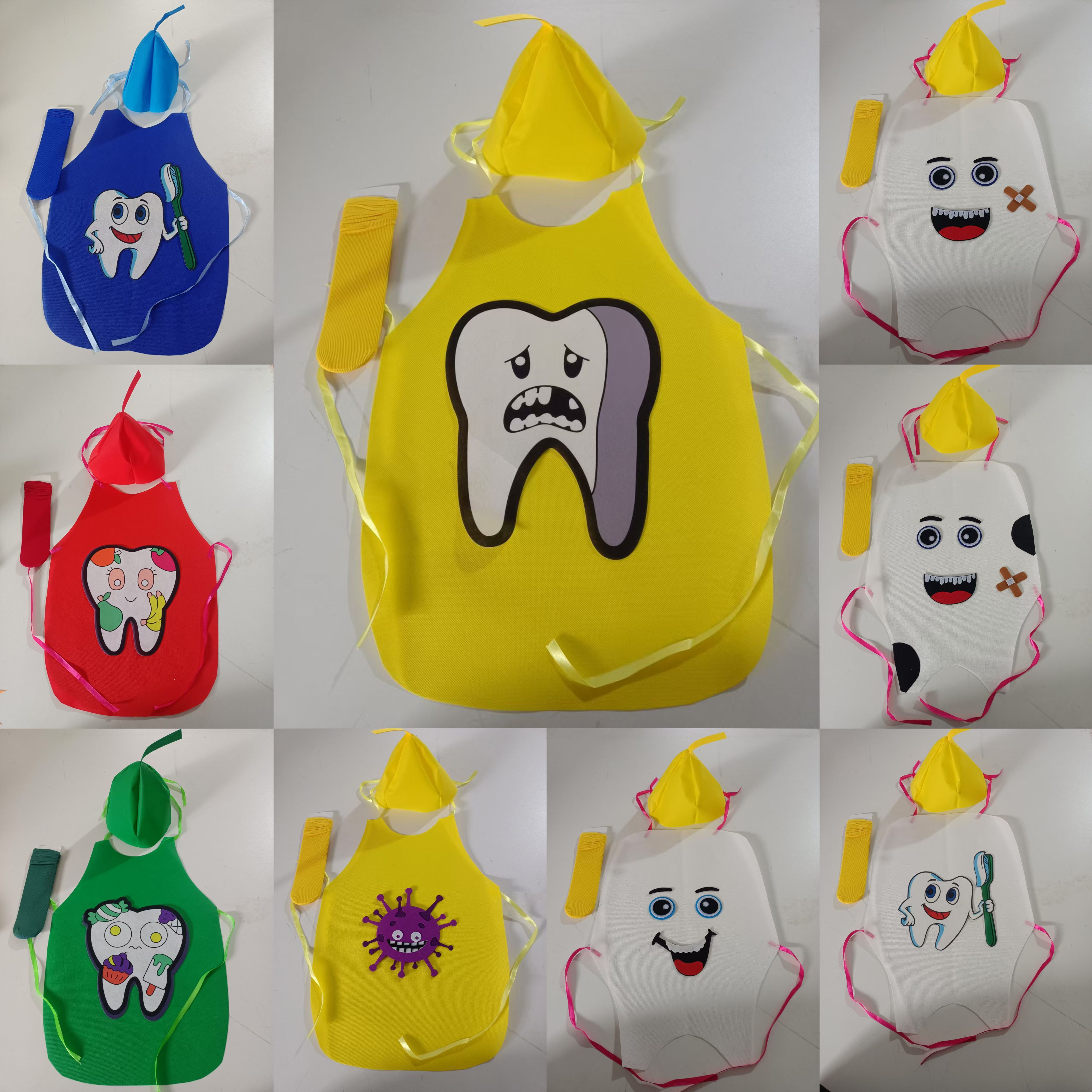 儿童牙细菌演出服装幼儿园白牙齿黑蛀牙牙刷道具围裙话剧表演衣服