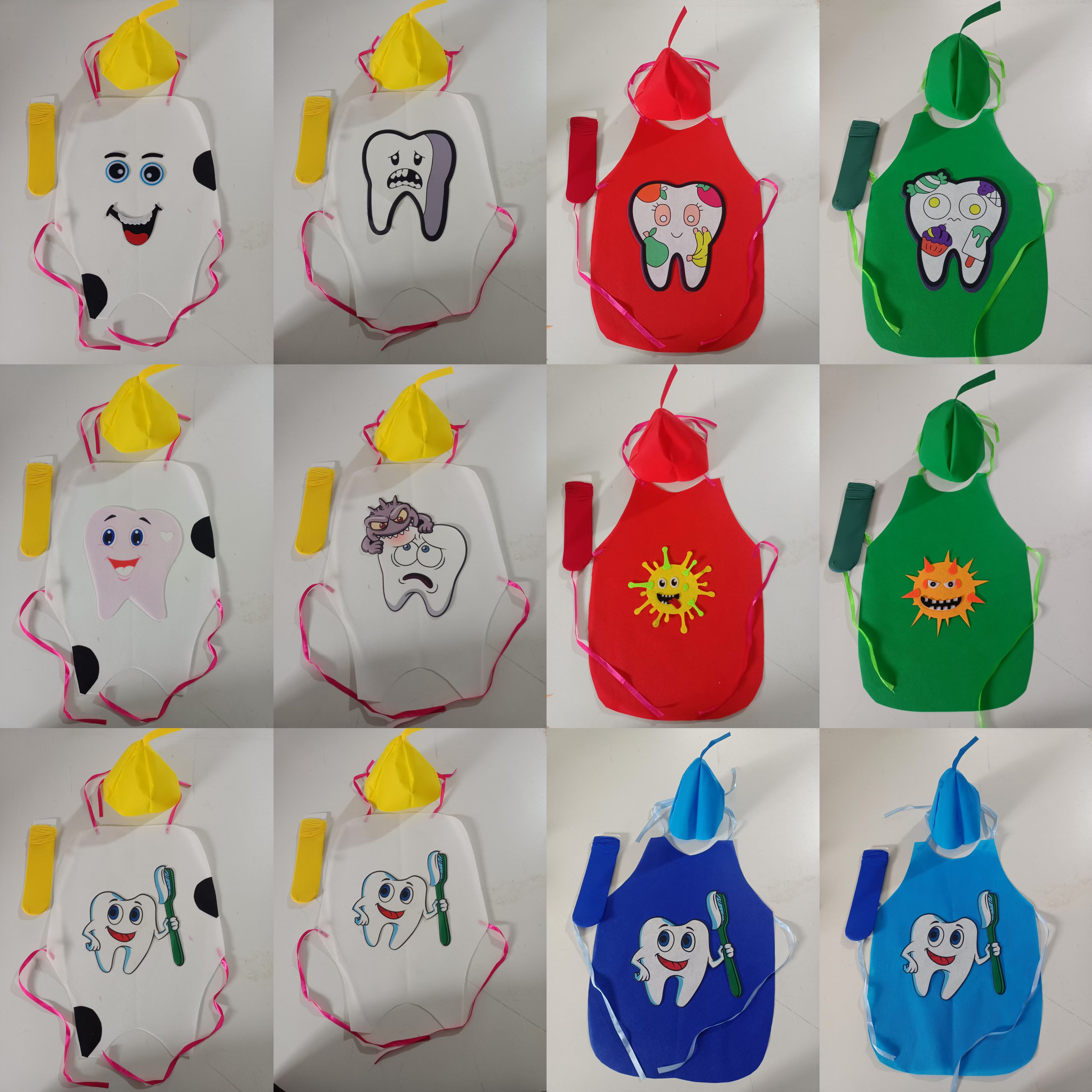 儿童牙细菌演出服装幼儿园白牙齿黑蛀牙病毒病菌牙刷道具表演衣服