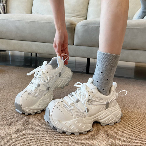 网面透气厚底做旧老爹鞋女2025秋季新款百搭时尚休闲增高运动鞋潮