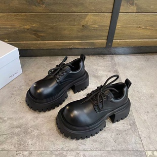 真皮大头德比鞋女2025秋季新款丑萌厚底加绒小皮鞋甜酷增高单鞋女