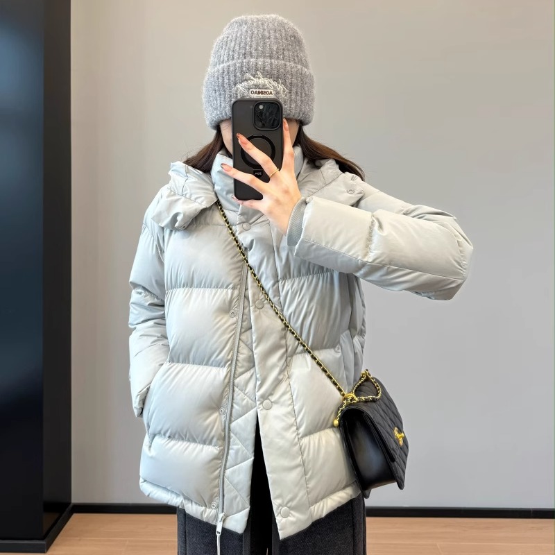 LU家系列三防鹅绒连帽收腰羽绒服