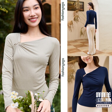 凡圣瑜伽服2025新款轻薄显瘦优雅羊毛保暖瑜伽T恤外搭F15364