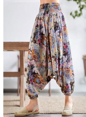 凡圣瑜伽瑜伽裤宽松高腰垂感透气亚麻丝麻休闲外穿禅风裤FM06901