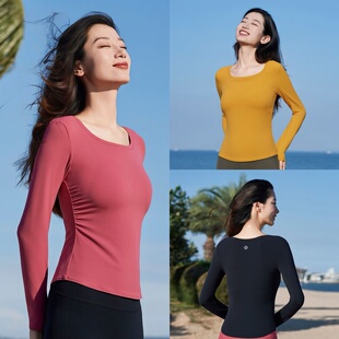 运动健身衣FA351 打底衫 凡圣瑜伽服女上衣显瘦长袖 腰部捏褶百搭款