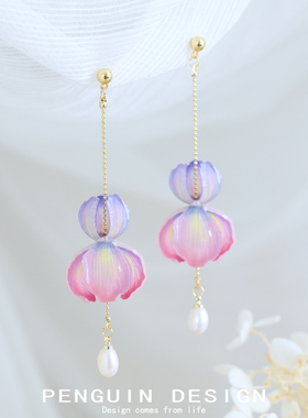 原创鸢尾花手工古风耳环