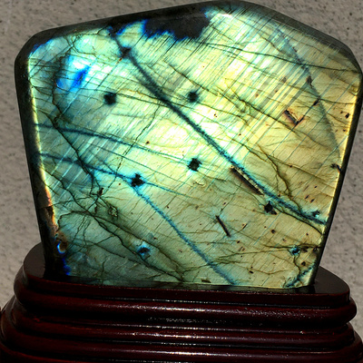 1800g 天然金色拉长石原矿标本水晶摆件家居装饰