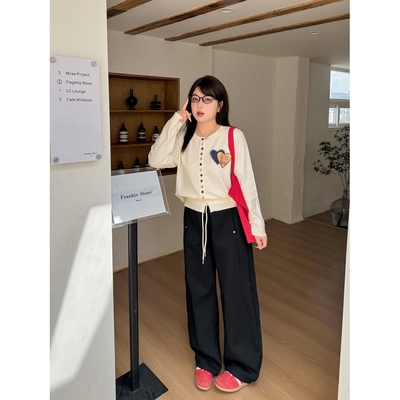 春季新款爱心彩扣针织衫显瘦外套