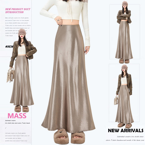 【呼呼严选】鱼尾半身裙女2025秋冬高腰长裙【松紧腰】8564