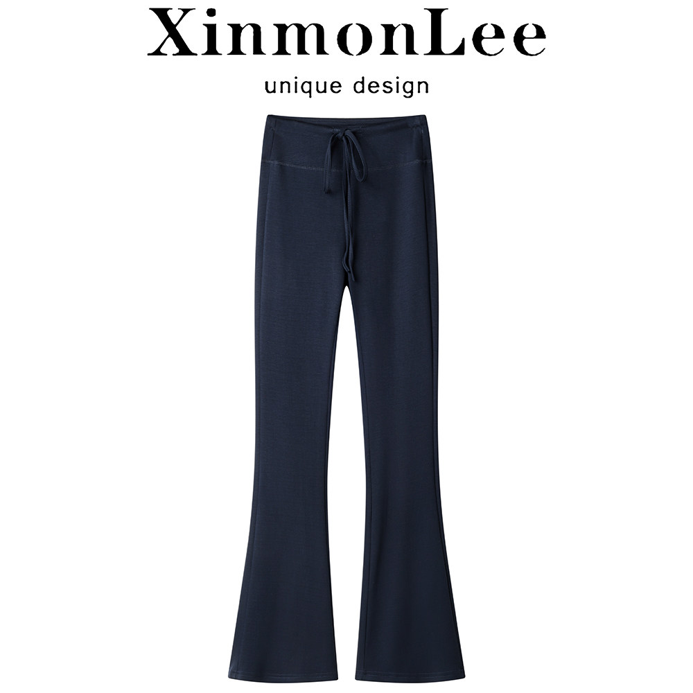 XinmonLee美式复古辣妹高腰气质显瘦休闲微喇裤春季新款喇叭裤女
