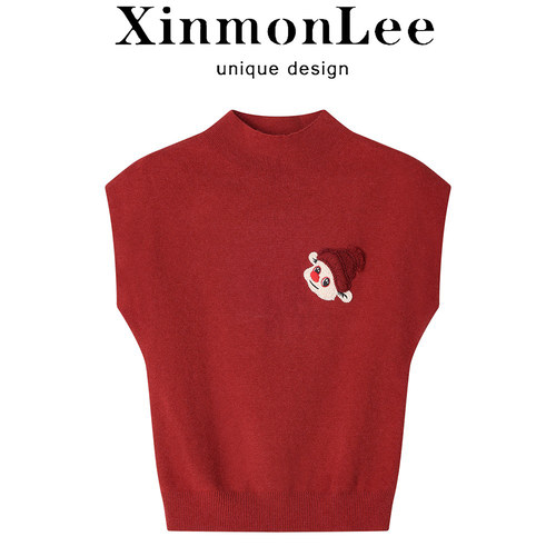 XinmonLee别致韩系简约短款修身显瘦气质针织衫T恤秋季半高领上衣