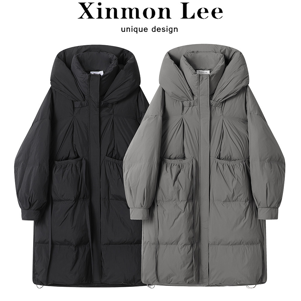XinmonLee韩版高级感轻薄中长款羽绒服冬季女连帽宽松超好看外套