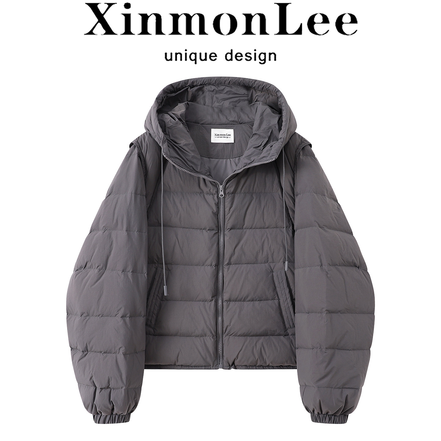 XinmonLee冬季外套面包服连帽轻薄保暖泡芙排骨羽绒服短款小个子