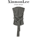 XinmonLee纯欲高级感条纹针织衫夏季抹胸上衣夏收腰显瘦绑带甜辣