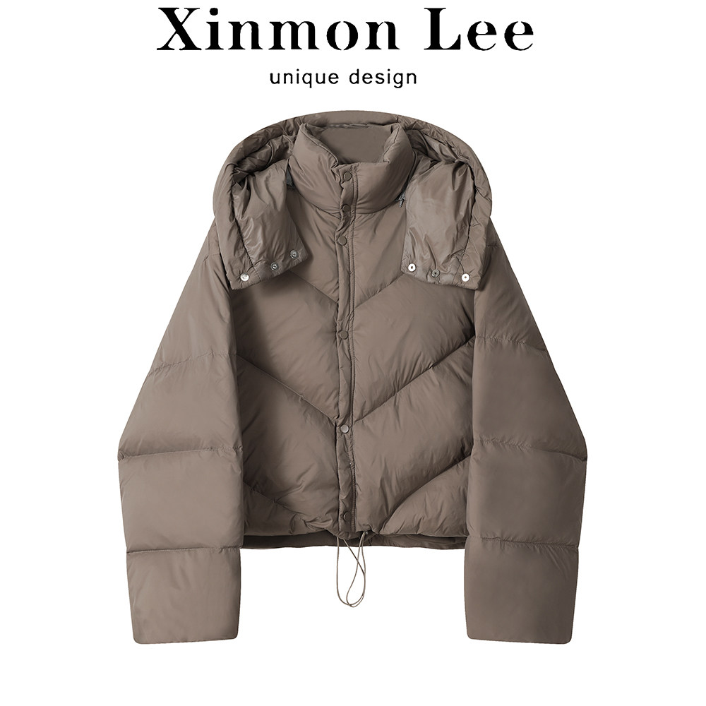 XinmonLee超好看立领连帽加厚羽绒服女冬季高级感轻薄百搭面包服
