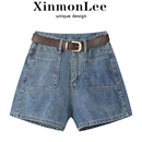 XinmonLee高腰显瘦百搭牛仔短裤女夏季宽松显瘦小个子a字阔腿裤子