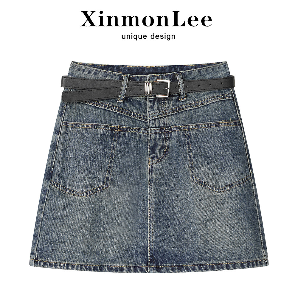 XinmonLee设计感小众包臀牛仔半身裙子女夏季新款高腰显瘦a字短裙
