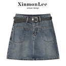 XinmonLee设计感小众包臀牛仔半身裙子女夏季新款高腰显瘦a字短裙