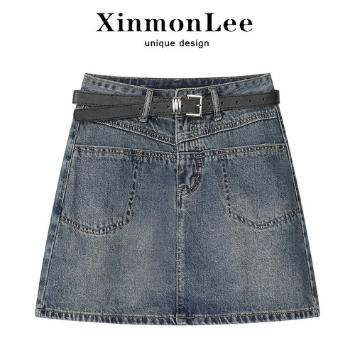 XinmonLee设计感包臀牛仔半身裙