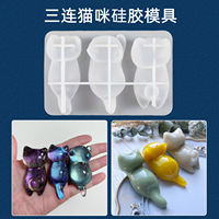 Three-dimensional cute little cat silicone mold diy, handcrafted AB resin key pendant, pen holder, gypsum mold thumbnail 4