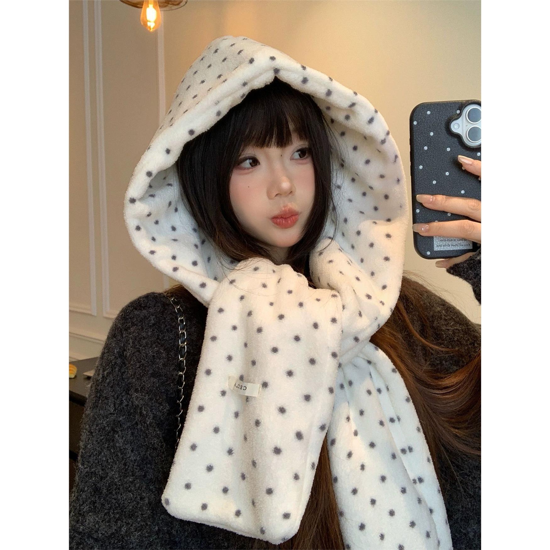 帽子围巾一体韩系韩版印