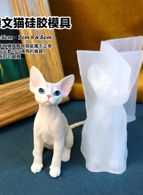 猫模具丹丹diy滴胶香薰石膏手工DIY立体模具可爱德文猫短毛猫磨具
