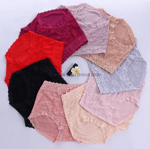 型刺绣提花女士内裤 完美情侣棉蕾丝中6174高腰6419大版 包邮 2条